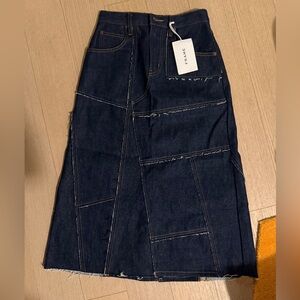 Frame Denim Patchwork Midi Skirt